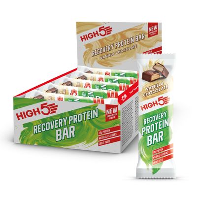 HIGH5 Recovery Protein Bars for Muscle Recovery, Vanilla Chocolate, 12x50g