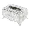 Abaodam European Embossed Tissue Box Cover Acrylic Napkin Holder Silver Gold-plated Living Room Desktop Tissue Storage Bathroom Accessory