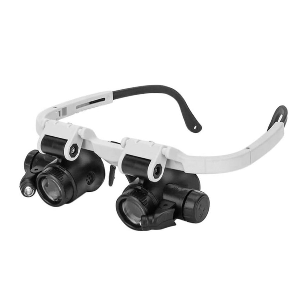 Holibanna 8x 15x 23x Head-mounted LED Magnifier Glasses Lightweight Compact Stylish Design with Retractable Lens for Reading Maps and Newspapers