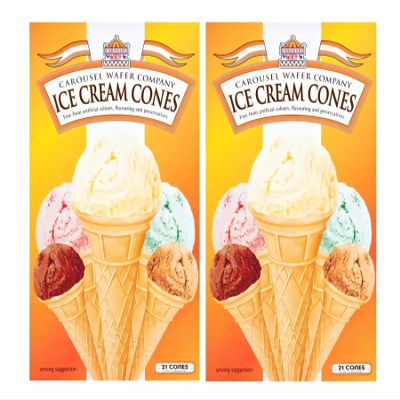 Carousel Ice Cream Cones x21pk (Pack of 2) | Vegetarian-Friendly No Artificial Colours, Flavours, or Preservatives Ideal for Homemade Desserts