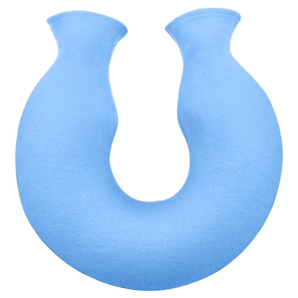 Reusable U-Shaped Hot Water Bottle with Soft Plush Cover Dual Nozzle Neck Heat Pack for Women Men, Relieves Tension and Fatigue, Ideal for Winter, Bedtime, and Office Use (Blue)