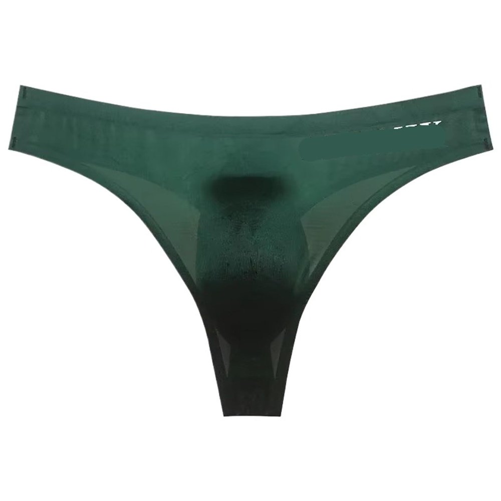 3 PCS Sexy Transparent Underwear Men Thongs Sports Fitness Letter Thin Hip Panties G-Strings Ice Silk Low Waist Seamless(Green 3PCS,M)
