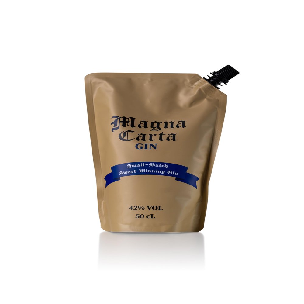 Magna Carta Award-Winning London Dry Gin Pouch | 42% ABV Premium Small Batch Spirit | Lightweight & Portable for Festivals, Cruises & Travel | Unique 50cl Gin Gift with Medieval Botanicals
