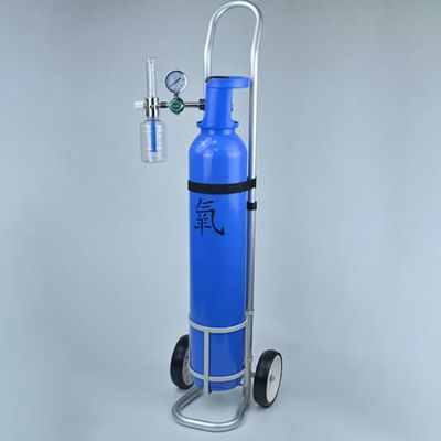 Rolling Oxygen Cylinder Cart - Durable Aluminum Alloy Holder with 2 Wheels for Home Use, Fits 12cm Diameter Gas Tanks