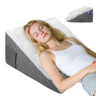 Strixorn Wedge Pillow for Bed and Sofa, Memory Foam Reading Pillow, Support Pillows Cushion with Washable Cover, Perfect Incline Bed Wedge for Back Support, 55 x 55 x 25 cm