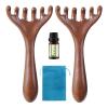 2PCS Six-Claw Meridian Massage Comb, Wooden Massage Comb, Ergonomic Portable Head Brush, Wooden Guas Sha Tool, for Body, Face, Neck view 1