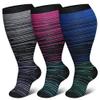 3 Pairs Plus Size Compression Socks For Women, Wide Calf Knee High Support Socks Running (4XL,3PCS-8) view 2