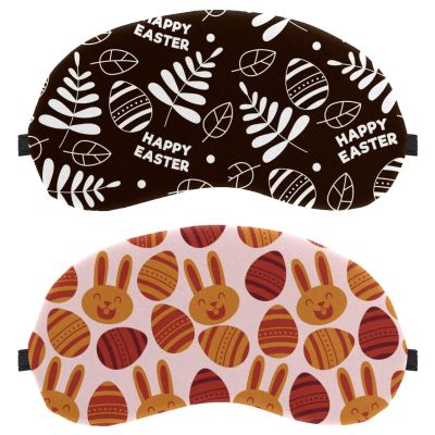 2 PCS Flat Happy Easter Bunny Egg Sleep Mask, Eye Mask for Men Women, No Pressure Night Eye Cover, Breathable Sleeping Eye Mask, Light Blocking
