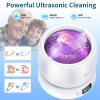 Ultrasonic Retainer Cleaner with U-V Light, Morole 45kHz Ultrasonic Tooth Cleaner Machine with Digital Display, Jewelry Retainer Cleaner for Retainer,Toothbrush Heads, Nightguards and Jewelry,White view 2