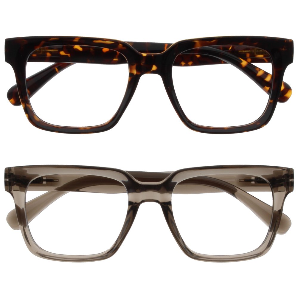 OPULIZE ERA Blue Light Blocking Reading Glasses for Women Men, Oversized Frame with UV400 Protection and Anti-Reflective, Anti-Glare Computer Glasses, Brown Grey +3.50 (Pack of 2)