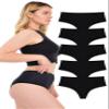 LadyMelex Women's High-Waisted Thong, 5-Pack, Cotton Thong, Black, M view 1