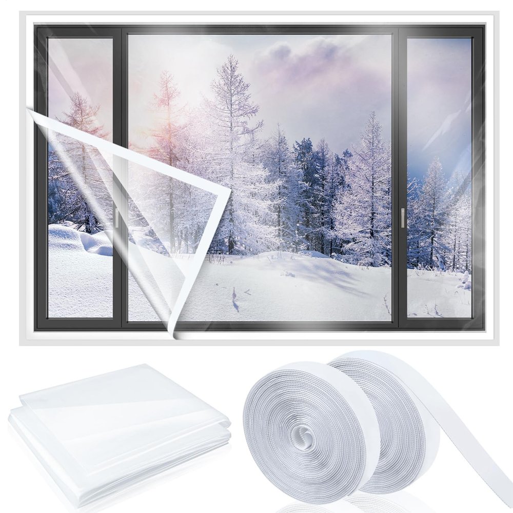 Window Insulation Film, Winter Kit, Wind Protection Window Cover, Heat Insulation for Aluminium, Sliding, Barracks and Bathroom , Protects Against Cold Drafts and Reduces Heating Costs