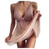 Women Sexy Lingerie Set See Through Mesh Lace Mini Dress Nightwear Sexy Nighty For Women Naughty Plunge V Negligees Embroider Floral Slip Dress Mesh Sheer Babydoll Transparent Set With G-String view 1