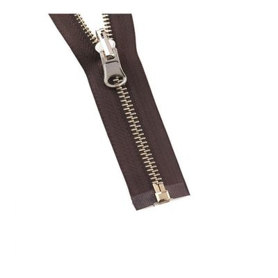 1PC 5# 70/90cm Light Gold Tooth Metal Zipper Metal Rotary Slider Double Side Puller Open-End Zipper DIY Garment Sew Zips(Coffee,70cm)