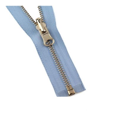 1PC 5# 70/90cm Light Gold Tooth Metal Zipper Metal Rotary Slider Double Side Puller Open-End Zipper DIY Garment Sew Zips(Sky Blue,70cm)