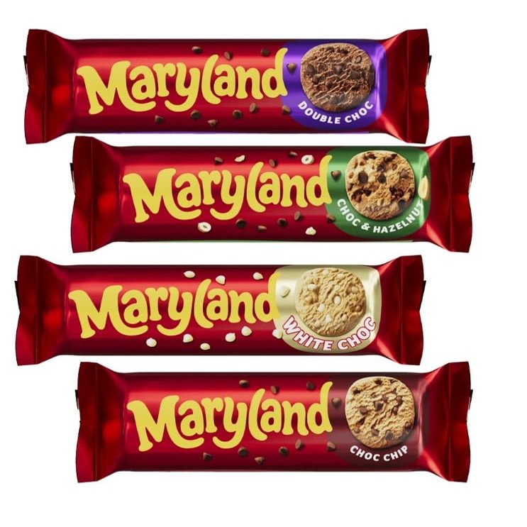 Maryland Four Mix Flavour Cookies 200g x each | Chocoalte chip, Double chocolate, White & Hazelnut Chocolates | Perfect biscuits for Gifting | Biscuits for HIM & HER (1 Bundle)