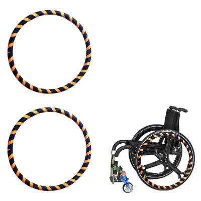 1 Pair Wheelchair Push Rim, Stylish 20/22/24 Inch Color Block Silicone Wheelchair Push Rim Covers, Non-slip Wear-Resistant Hand Accessories, for Four Seasons, Improve Grip and Traction(Orange black,24