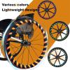 1 Pair Wheelchair Push Rim, Stylish 20/22/24 Inch Color Block Silicone Wheelchair Push Rim Covers, Non-slip Wear-Resistant Hand Accessories, for Four Seasons, Improve Grip and Traction(Orange black,24 view 2