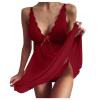Women Sexy Lingerie Set See Through Mesh Lace Mini Dress Nightwear Sexy Nighty For Women Naughty Plunge V Negligees Transparent Set With G-String Embroider Floral Slip Dress Mesh Sheer Babydoll view 1