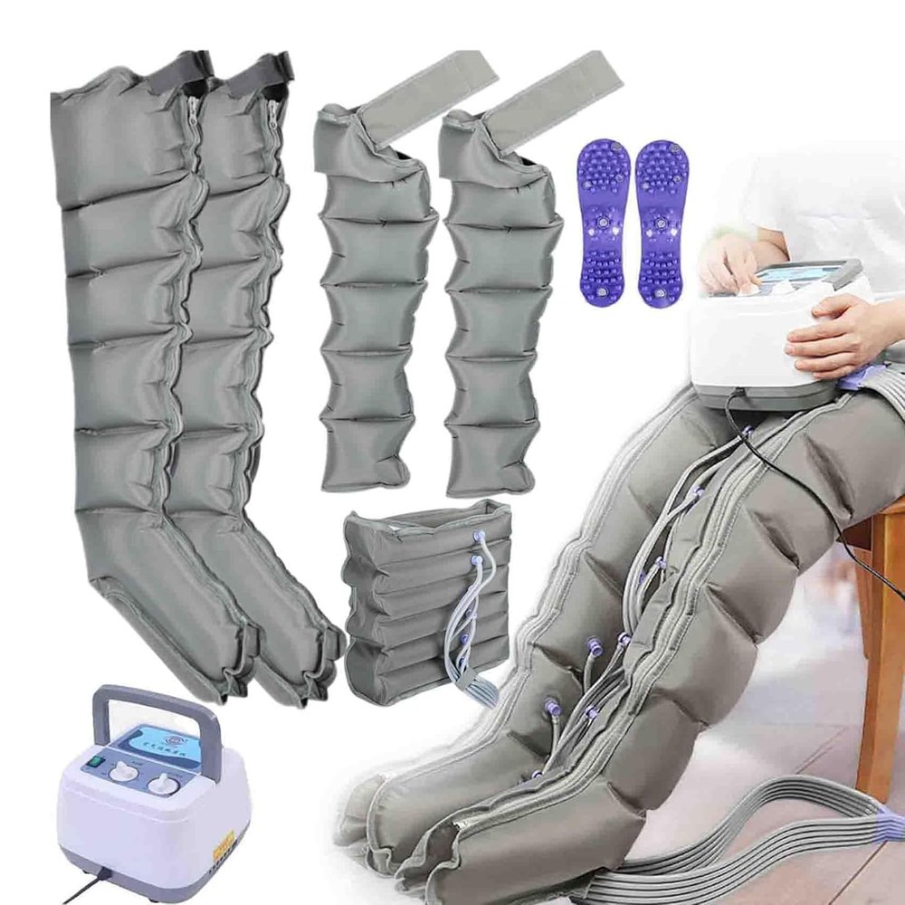 6-Cavity Electric Leg Air Compression Massager for Circulation - Lymphatic Drainage Leg Massager, Ankles, Calf Massage Machine for Pain Relief and Relaxatio (2legs+2arms+Waist, 6 Cavities)