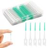 ACSKD Dental Floss Picks, 200 Count, Soft Rubber Brush Head, Interdental Brushes with Convenient Carry Case,Dual-Ended Toothpick Travel Teeth Cleaning Tools (Green) view 1