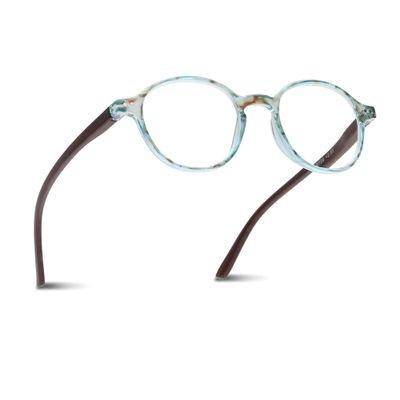 2SeeLife Small Round Reading Glasses for Men & Women Narrow-Medium Fit, Sturdy Frame, Spring Hinges, Premium Retro Readers, Aqua Blue, +1.50