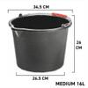 5pcs X 16L Black Bucket - versatile and durable container suitable for a wide range of household, gardening, and industrial applications. view 2
