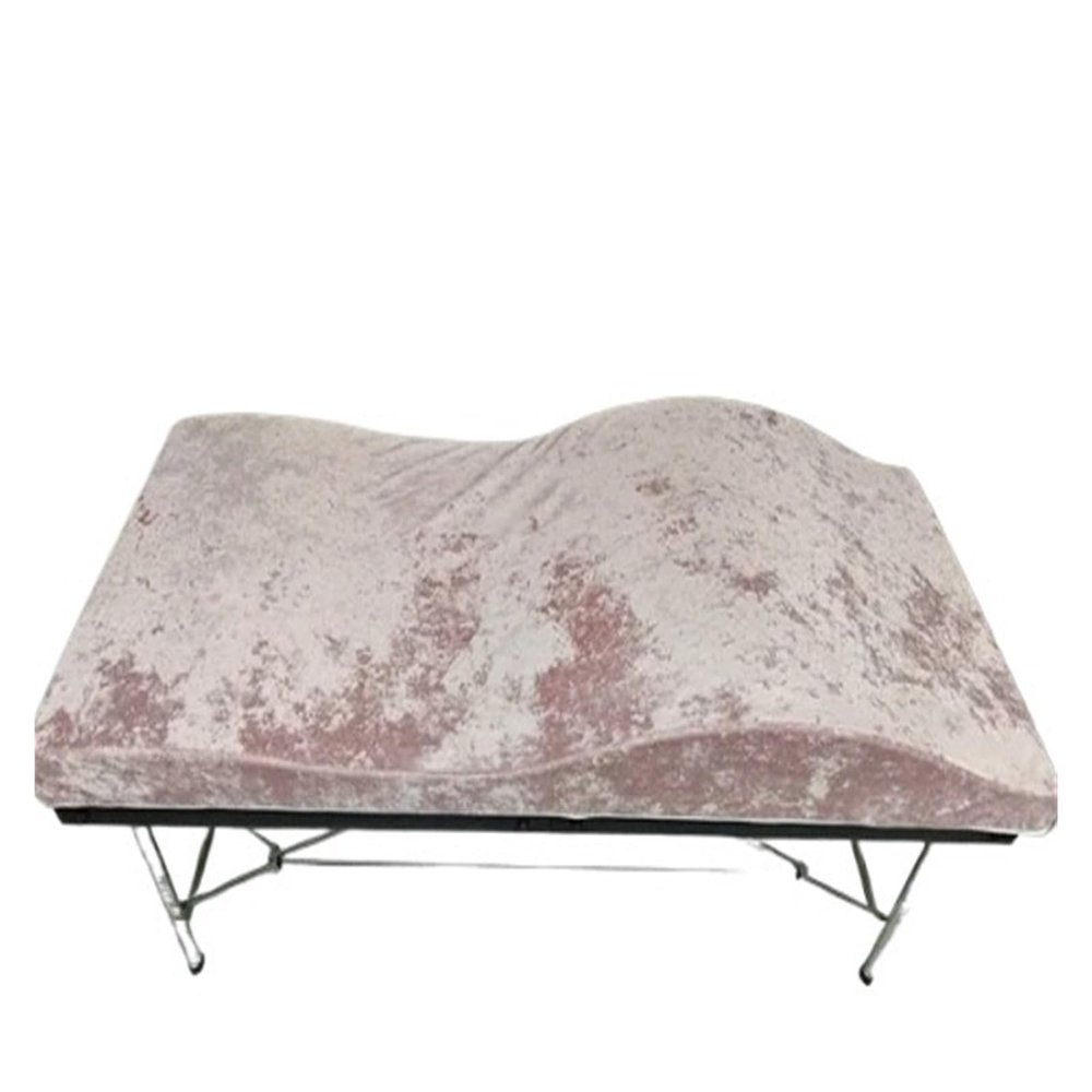 Curved Beauty Salon Mattress for Eyelash Extensions - Velvet Table Topper, Foam Mattress for Salon Beds, Ice Pink Curved Bed Cushion