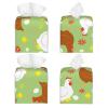 Salelf Happy Chicken Family for Square Tissue Box Set, Delicate Tissue Box Organizer with Bottom, Decorative Organizer for Desktop, Bathroom, Dedroom, Hotel, Office view 3