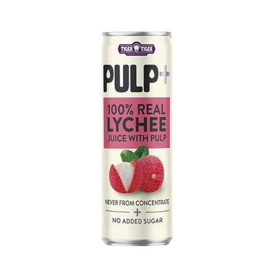 TigerTiger 100% Juice With Pulp | Never from Concentrate | No Added Sugar | No Artificial Colours | Suitable for Vegans | With LuckyBoy Greetings | by SAKA (12 x 320ml, Lychee)