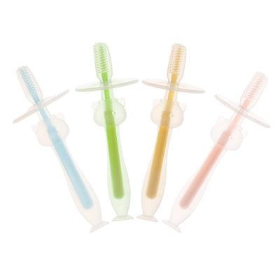 OUNONA 4pcs Toothbrush Silicone Boy Girl Toothbrush Suction Base for Boy Girl Months and up