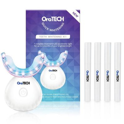 Premium Teeth Whitening Kit for Sensitive Teeth, 32X Dual Blue and red LED Lights, +4 whitening Pens, Enamel Safe