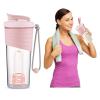 700ml Shaker Bottle Protein Shaker Cup BPA Free Plastic Sports Clear Water Bottle with Mixing Ball Wide Mouth Leakproof and Portable (Pink)