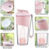 700ml Shaker Bottle Protein Shaker Cup BPA Free Plastic Sports Clear Water Bottle with Mixing Ball Wide Mouth Leakproof and Portable (Pink) view 2
