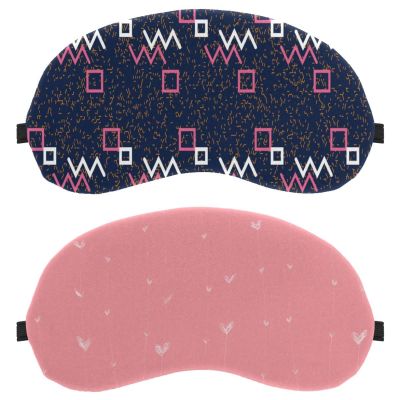 2 Pack White Hearts Lines Pink Background Eye Mask for Side Sleeper, Sleeping Mask, Sleep Eye Mask, Soft Eye Shade Cover for Travel, Nap, Plane, Light Blocking