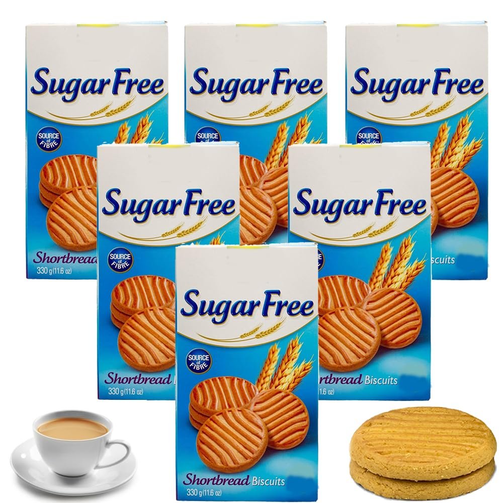 Gulon Sugar Free Shortbread Cookiies 330g Classic Buttery-Style Cookies with No Added Sugar for Guilt-Free Indulgence (6 x Cookies)