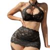 Sexy Lace for Women Elegant Comfortable Lingerie Set Delicate Sheer Design Perfect for Home Wear Accessories (Black, S) view 1