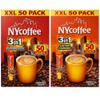 100 x NY Coffee Sachets - 50 x Salted Caramel and 50 x 3 in 1 White Coffee - Individual Flavoured Sticks Ideal For Home, Work and Travel, Funtasy Gifts view 1