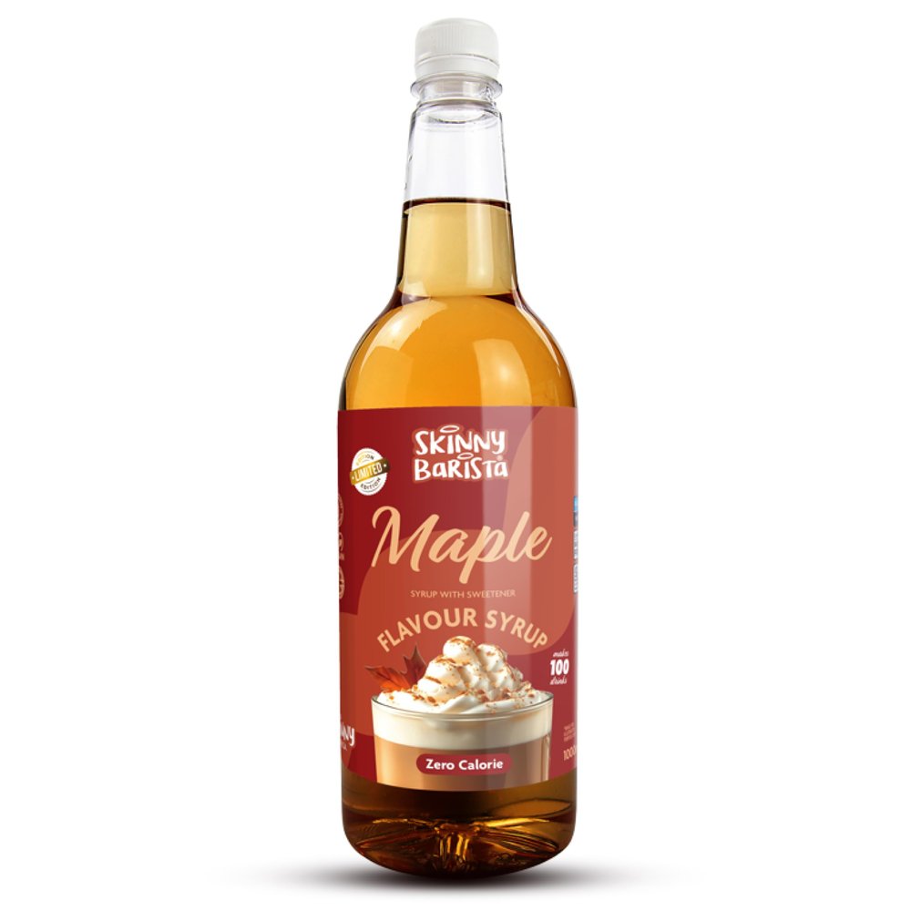 Skinny Barista Maple Coffee Syrup Zero Calorie 1L Sugar Free Syrup For Coffee, Tea, Hot Chocolate, Shakes & Desserts Vegan-Friendly, Gluten-Free & Fat-Free