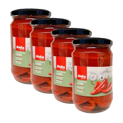 Aida Jar Roasted and Peeled Red Peppers 680G Ardei Capia Copt Decojit Ready to Serve Product of Bulgaria Pack of 4