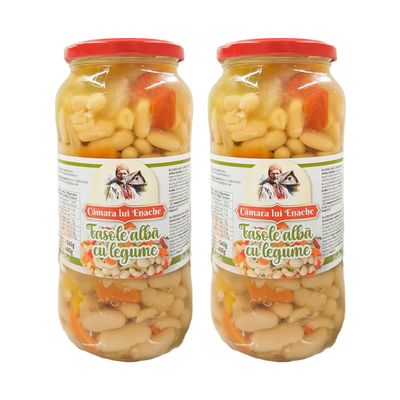 Camara Lui Enache Fasole Alba Cu Legume 540G White Beans with Vegetables The Taste of Tradition Ready to Serve Product of Romania Pack of 2