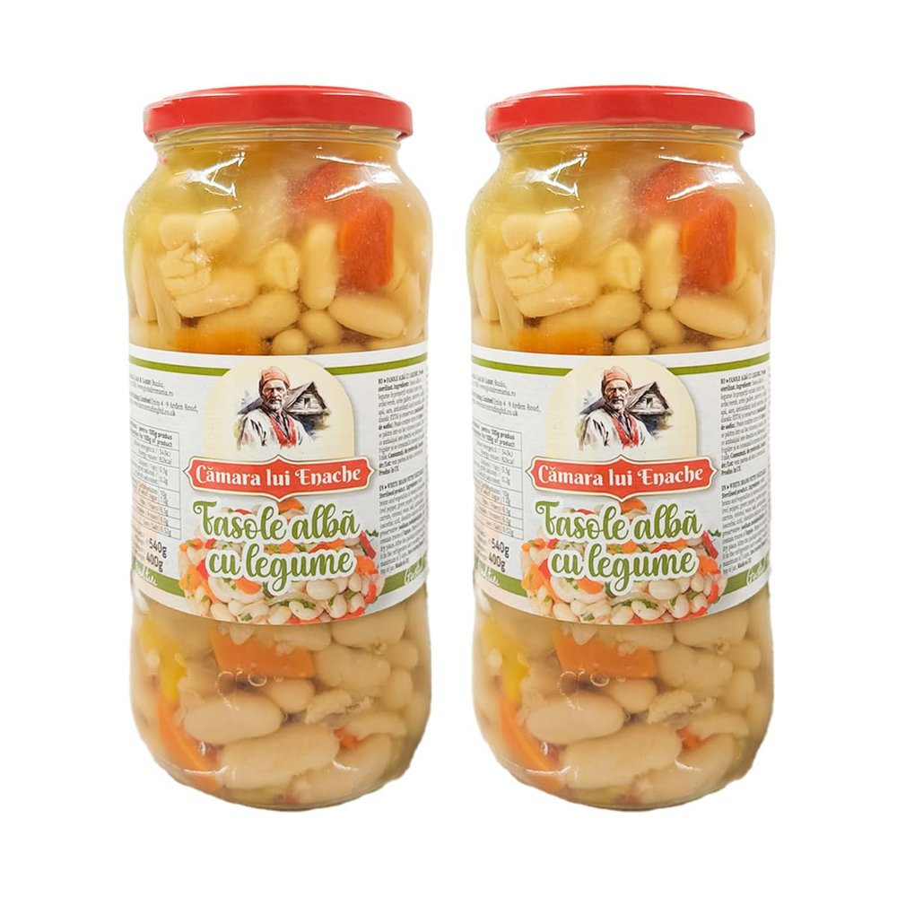 Camara Lui Enache Fasole Alba Cu Legume 540G White Beans with Vegetables The Taste of Tradition Ready to Serve Product of Romania Pack of 2