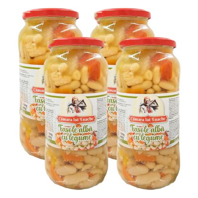 Camara Lui Enache Fasole Alba Cu Legume 540G White Beans with Vegetables The Taste of Tradition Ready to Serve Product of Romania Pack of 4