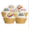 12 Pre-Cut Bright Colourful Birthday Themed Edible Wafer Paper Cake Toppers Decorations view 1