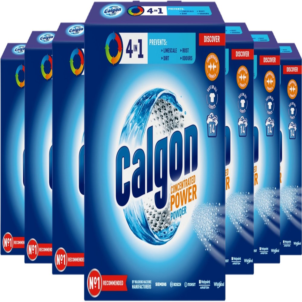 Calgon 4 in 1 Washing Machine Cleaner Limescale Protection Powder, 350g Concentrated Formula, Removes Limsecale, Residue, Rust & Malodours, Deep Clean - Pack of 7