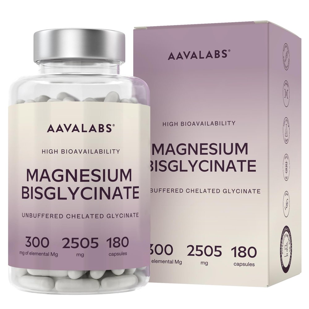 Chelated Magnesium Bisglycinate 2505mg per Daily Dose (Elemental 300 mg) - Unbuffered High Strength Magnesium Supplements for Women and Men 180 Capsules - Vegan