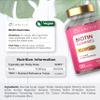 Biotin Hair Growth Gummies 10,000mcg | 120 Count | High Strength Supplement for Hair and Skin Support | Strawberry Flavour | Vegan | By Carlyle view 3