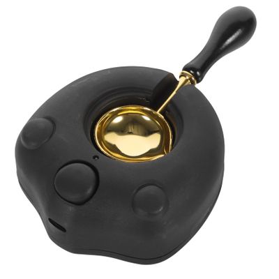 HOMSFOU Portable Black Wax Seal Furnace Tool Set with Spoon Abs and Brass Material Convenient Wax Melter for DIY Crafts Easy to Carry