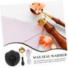 HOMSFOU Portable Black Wax Seal Furnace Tool Set with Spoon Abs and Brass Material Convenient Wax Melter for DIY Crafts Easy to Carry view 4
