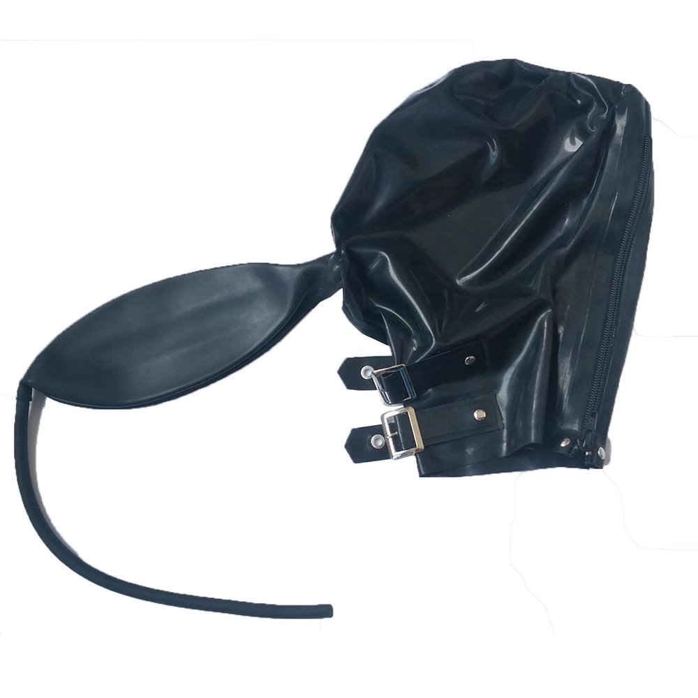 ABWL Unisex Latex Masks with Breathing Bag,Latex Hooded Masks,Adjustable Neck and Back Zipper for Novelty Rubber Club-S